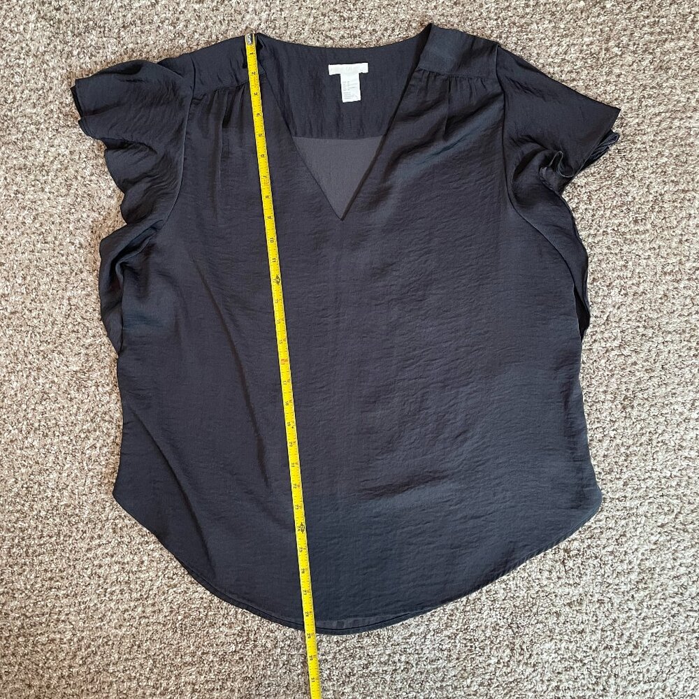 Size 14 H&M black flutter sleeve top - Picture 5 of 8